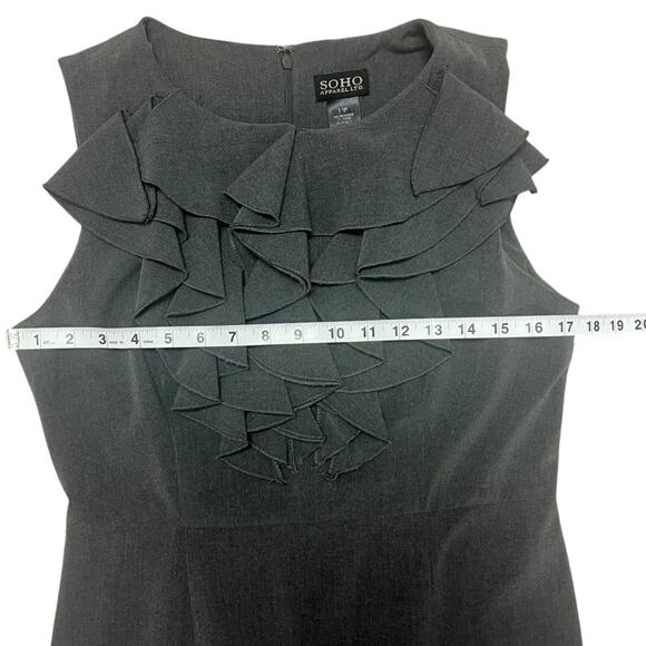 SOHO Apparel Black Sleeveless Ruffle Neck Knee Length Dress Womens Size 10P - Picture 7 of 9